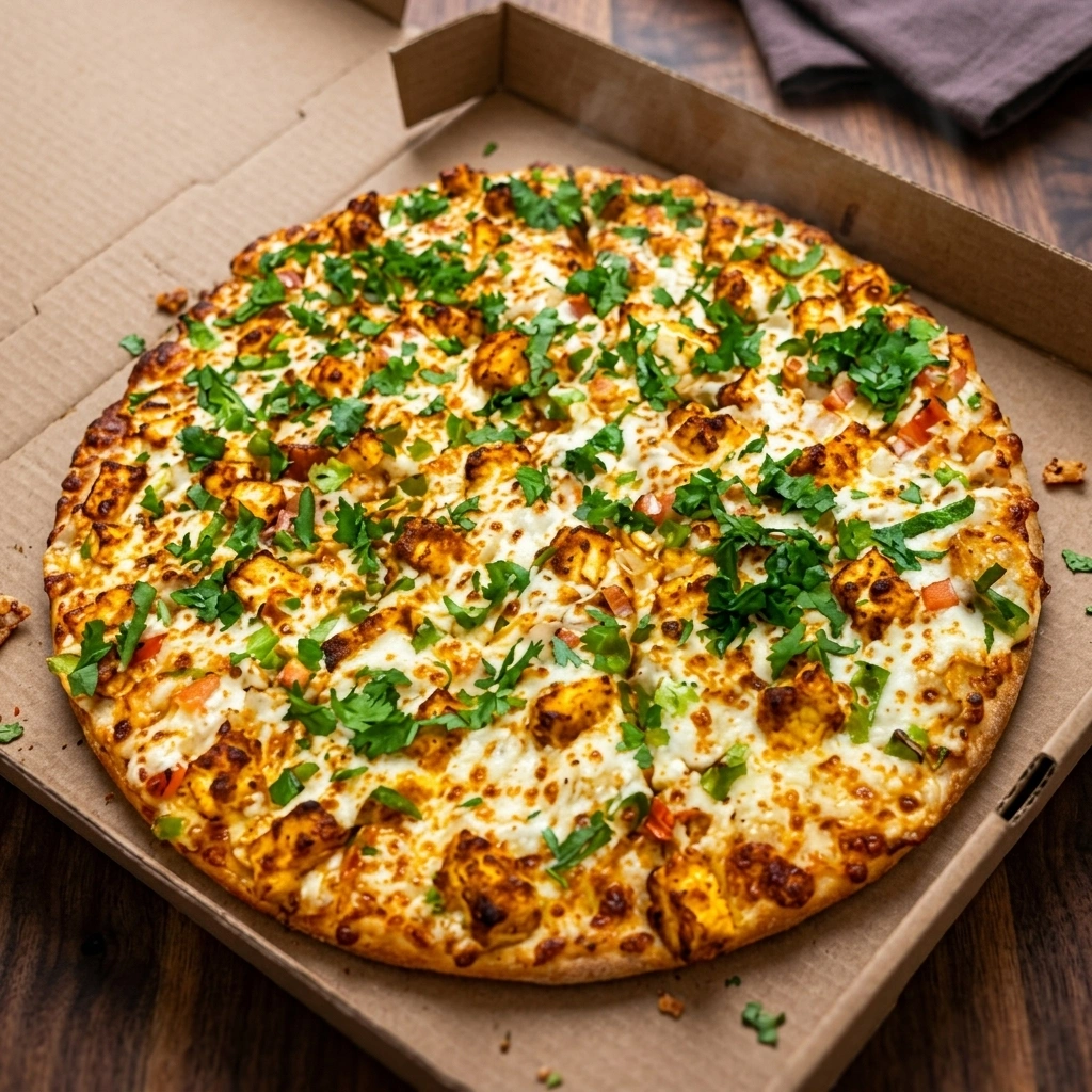 Donair Pizza with house donair sauce, donair meat, fresh tomato and mozzarella at Oven Flames Pizza Dover, SE Calgary
